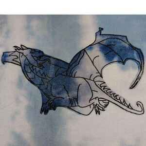 Gilden Blue Dragon Mens T shirt Size Large Cotton Tie Dye Short Sleeve Vintage